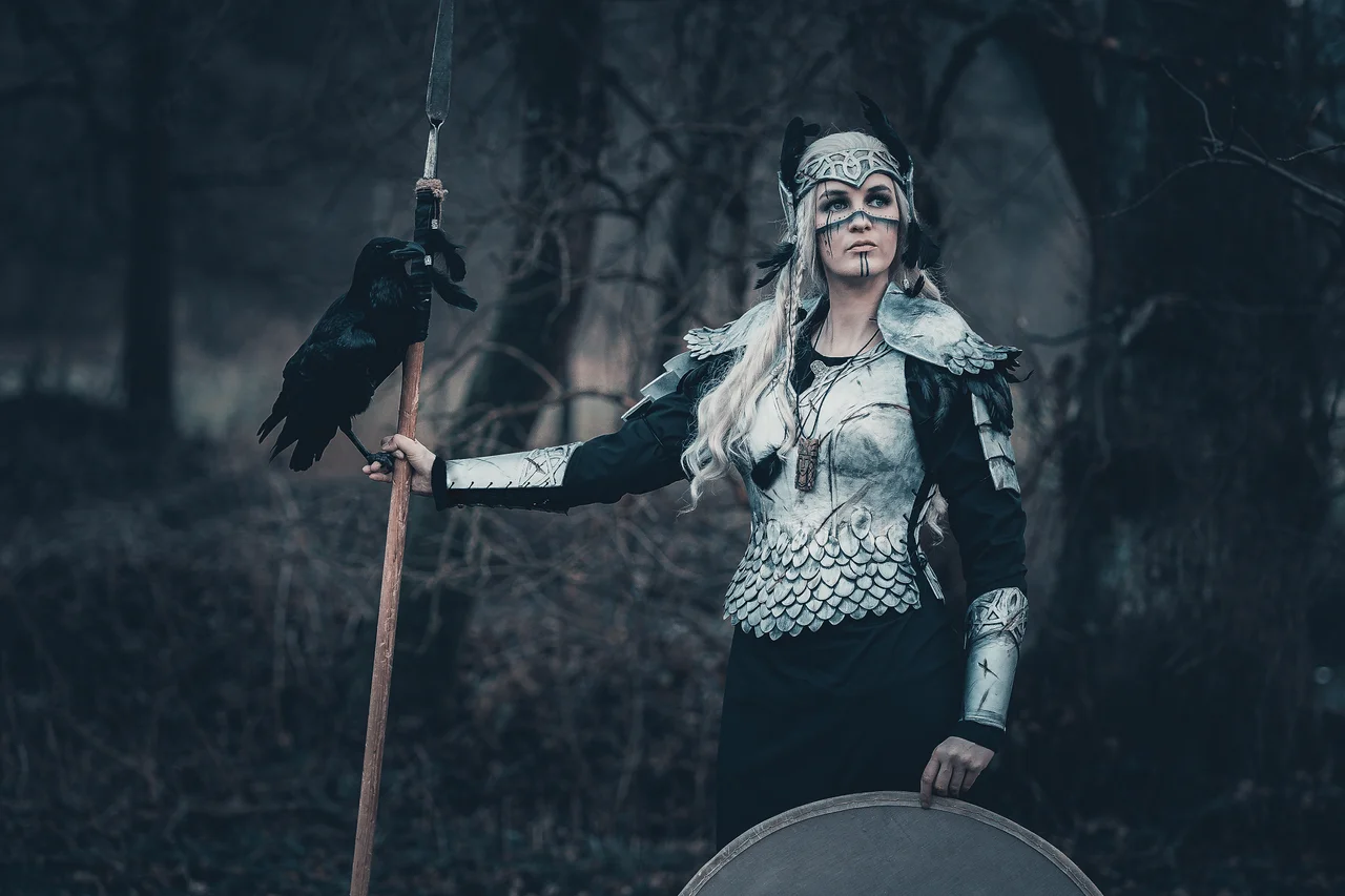 shield portrait with raven