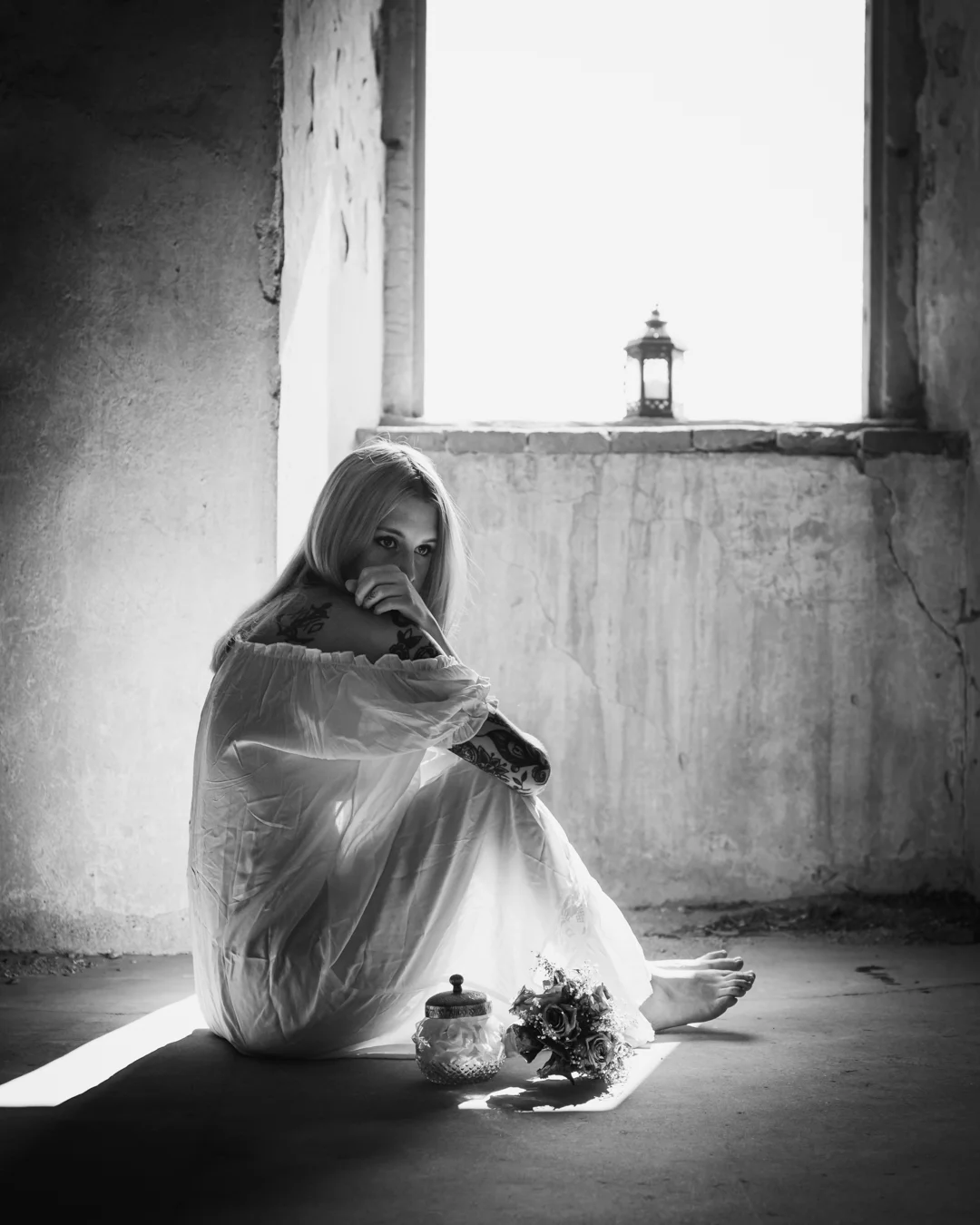 seated portrait by window